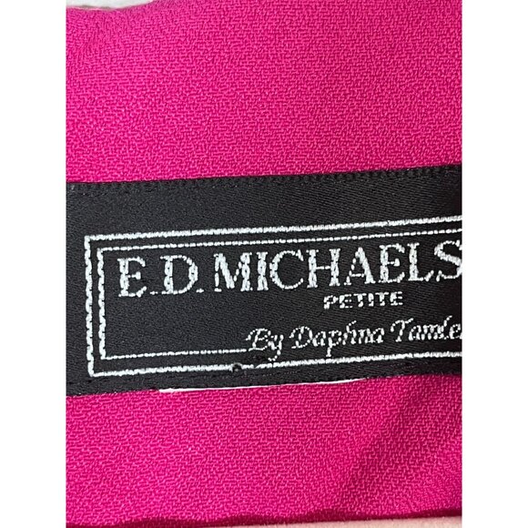 Vintage Ed Michaels Dress SP Pink Color Block Retro Classic Chic Mod Midi 80s - Picture 2 of 11